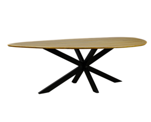 Eettafel Kiezel mangohout met facetrand 200x120 cm - organische vorm - naturel