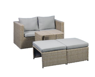Loungeset Cancun 5-delig modulair - PE Wicker & Staal - Tuinset