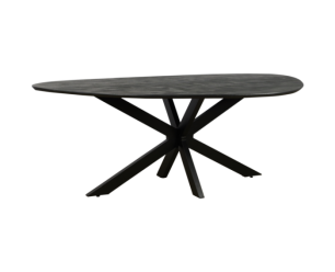 Eettafel Kiezel mangohout met facetrand 200x120 cm - organische vorm - zwart
