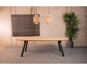 Tafelblad Eikenhout Deens Ovaal | Onbehandeld-300x130 cm