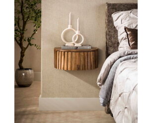 Nachtkastje Ridge zwevend 1L - Massief mango zand