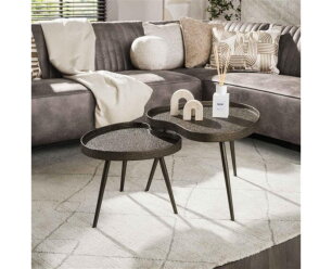 Salontafel Contour niervormig set/2 - Brons liquid metal