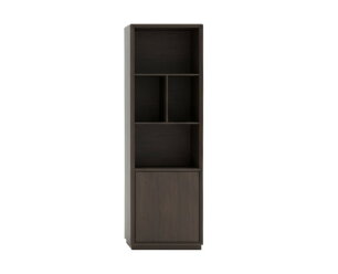 Oulu boekenkast 75, linksdraaiend met 1 deur en 4 open vakken, Dark Chocolate - Oak Collection