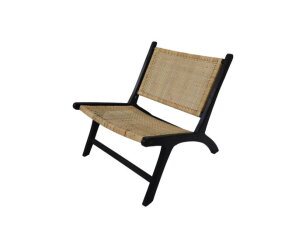 Loungestoel - 67x81x71 - Zwart/Naturel - Teak/rotan