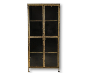 Vitrinekast Fletcher - 80x40x180 - Antique Gold - Metaal/glas