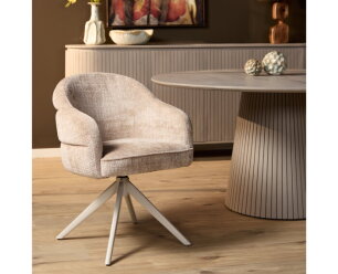 Eetkamerstoel Bella | Beige | Poot Sand | Met armleuning