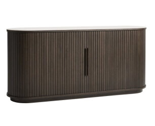 Dressoir Enna 165 cm - dark espresso eiken - travertin keramiek