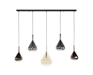 Hanglamp 5L mix glass Wings - Zwart