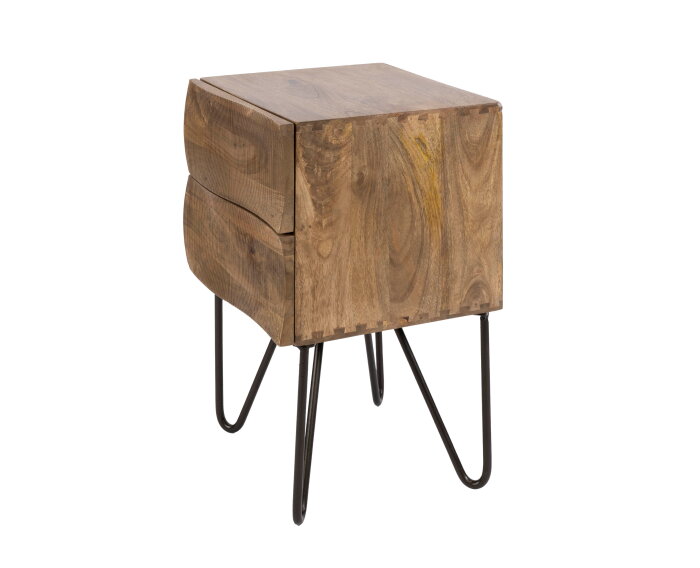 Nachtkastje Ocean 2L - Massief mango zand