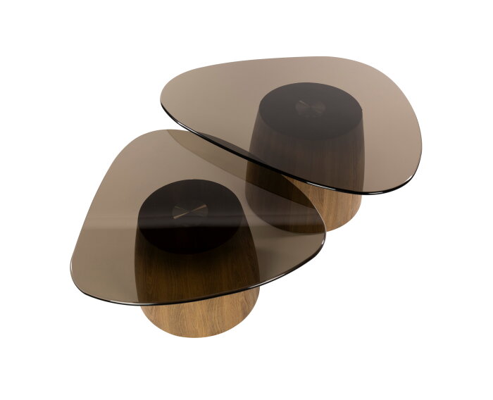 Salontafel Tinto driehoekig glas set van 2 - Brons glas