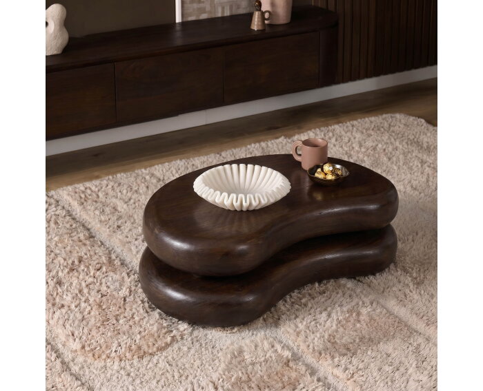 Salontafel Mads organisch Mangohout 99x60x32 cm - Espresso Bruin - Japandi
