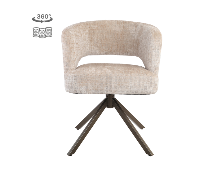 Tower Living Mura eetkamerstoel draaibaar - Cremona 14 beige - Anodic brown