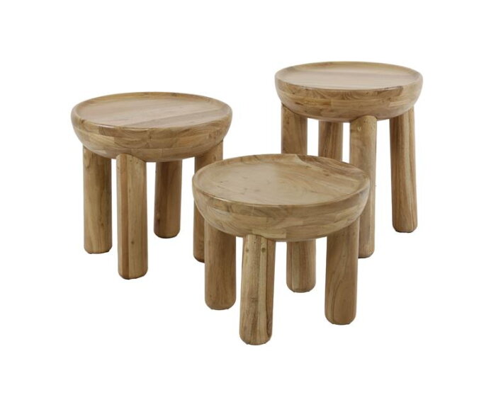 Salontafel set/3 massief rond - Massief acacia naturel