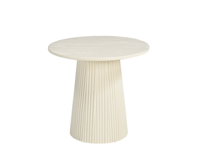 Salontafel Patrice rond set van 2 mangohout 80 cm & 60 cm - crême wit