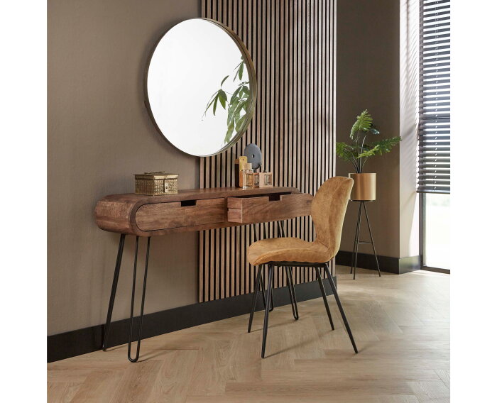 Kaptafel Barrel 120 cm mangohout - zandkleur