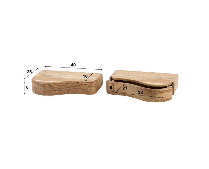 Nachtkastje organic set/2 - Massief acacia naturel