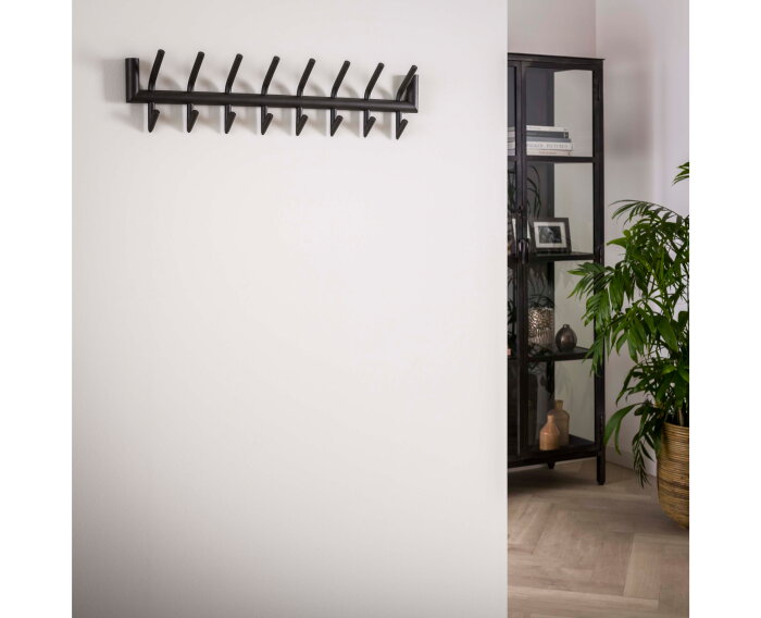 Garderobe 2x8 haaks ronde buis - Donkergrijs Mat
