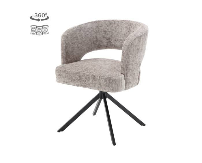 Tower Living Eetkamerstoel Mura draaibaar Chenille - Silver