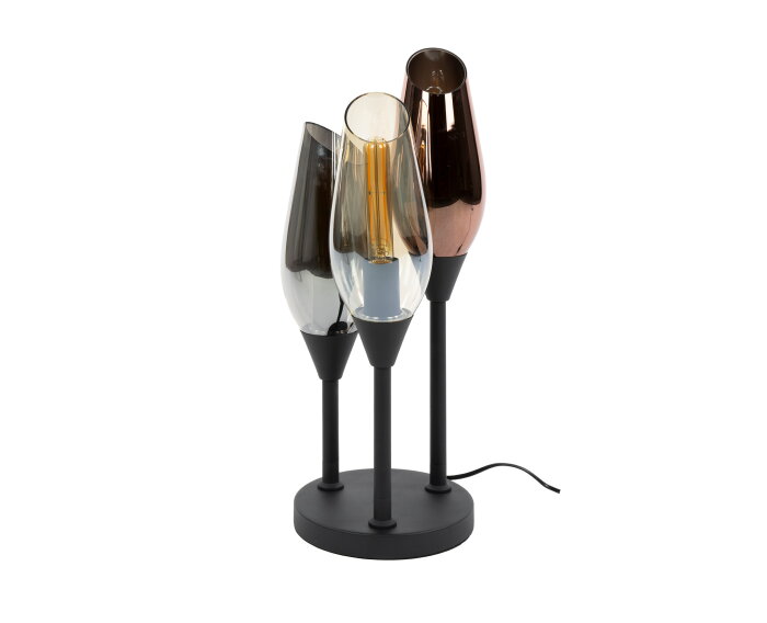 Tafellamp Cocoon 3L mix glass zwart &ndash; hotel chique design - 25x35x59 cm