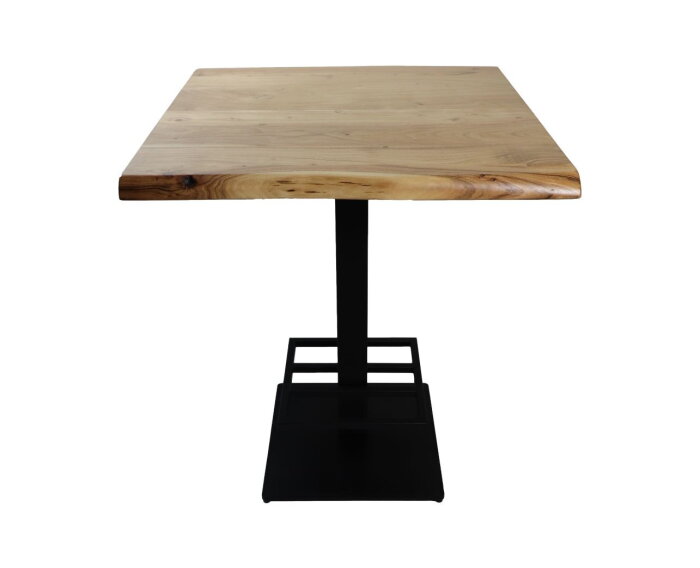 Vierkante bartafel - 80x80x92 - naturel/zwart - Acacia/metaal