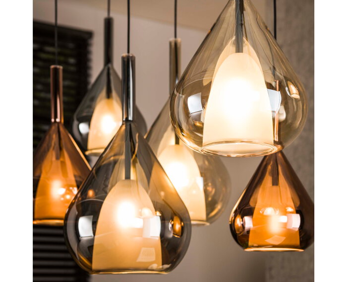 Hanglamp 4+3 wings mix glass - Zwart