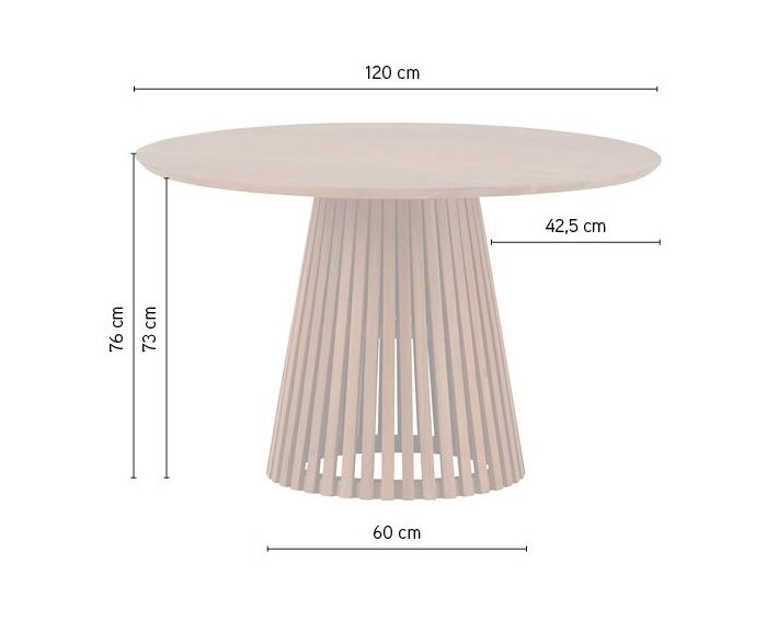 Eettafel Burundi Rond Acacia 120 cm - Naturel