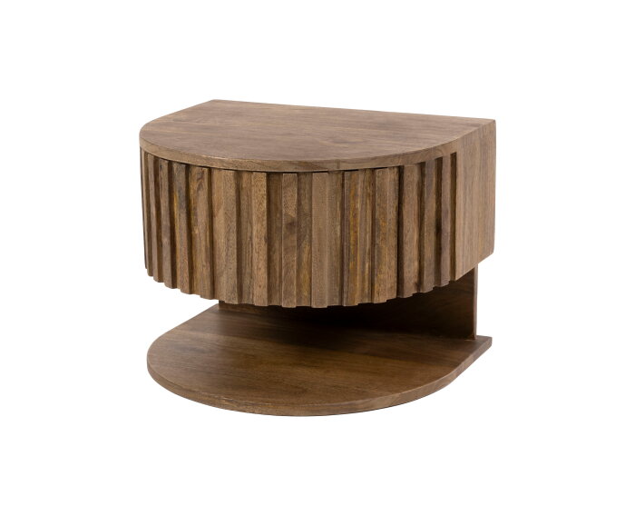 Nachtkastje Ridge shelve zwevend 1L - Massief mango zand