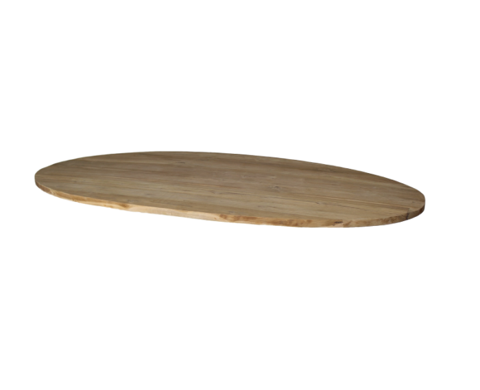 Tafelblad ovaal - 220x110 cm - blank - teak