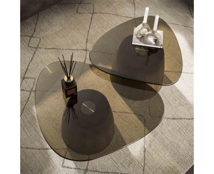 Salontafel set/2 driehoekig Tinto - Bronze glass