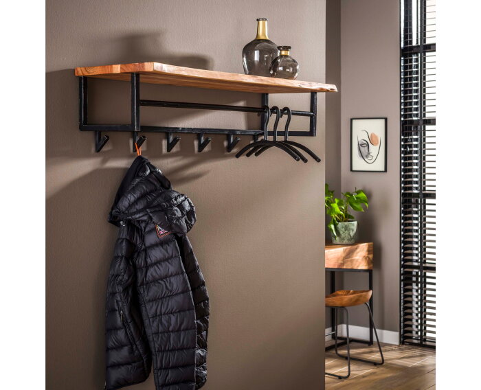 Kapstok Timber 6 haken hoedenplank 100 cm