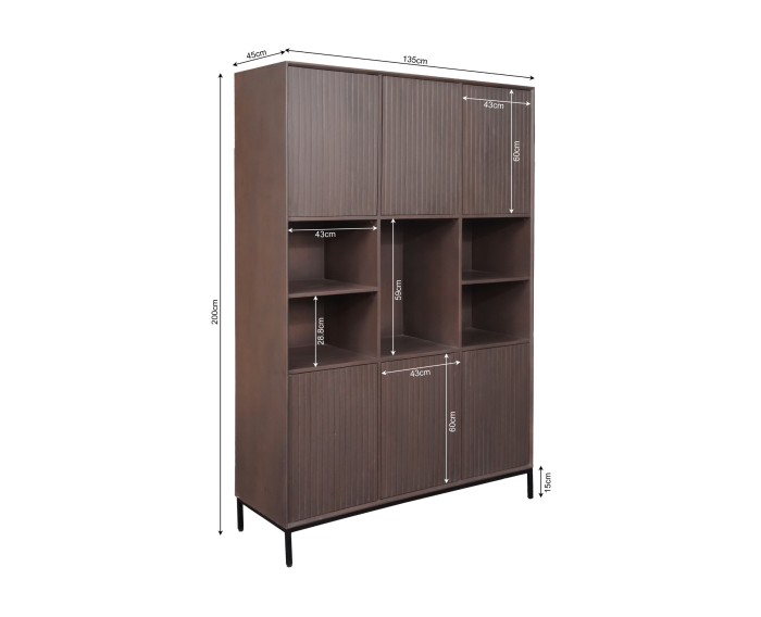 Vakkenkast XL Madison Walnoot | 135 cm