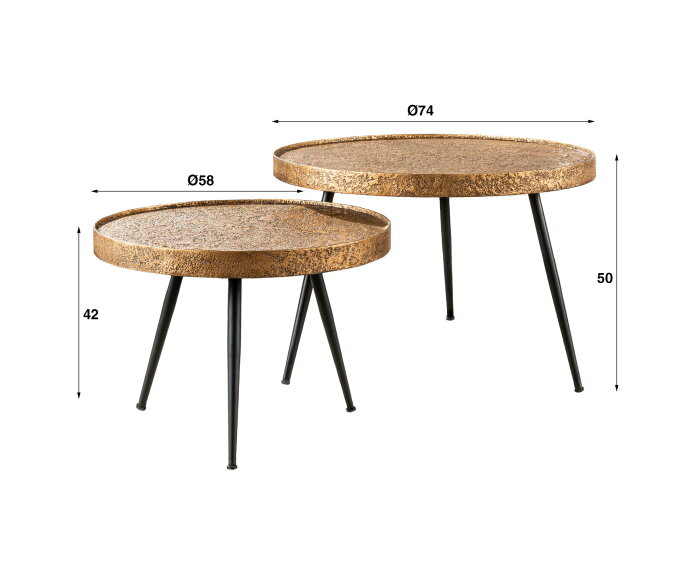 Salontafel Vera Set van 2 Metallic - Brons antiek