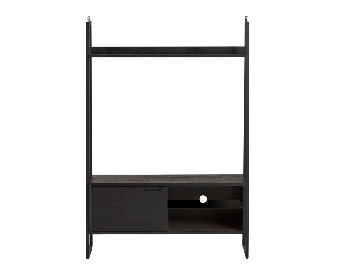 TV dressoir met 1 deur, 2 open vakken en een glasplaat
