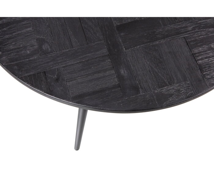 Leo Bijzettafel Rond Recycled Teak Zwart Ø74cm - WOOOD