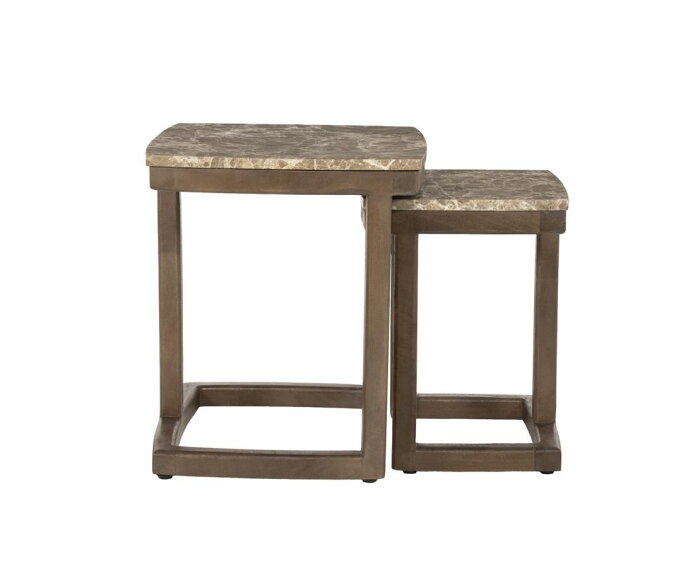 Bijzettafel set Nordin 34x34cm - bruin | Eleonora