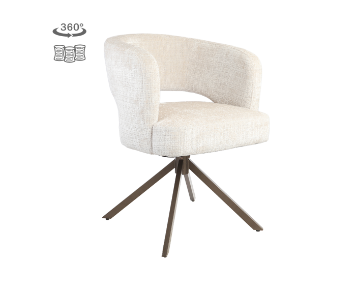 Tower Living Mura eetkamerstoel draaibaar - Cremona 02 sand - Anodic brown