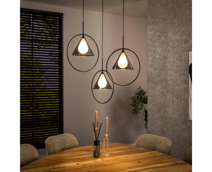 Hanglamp 3L ring getrapt tapse kap (G9) - Smoke grey glas