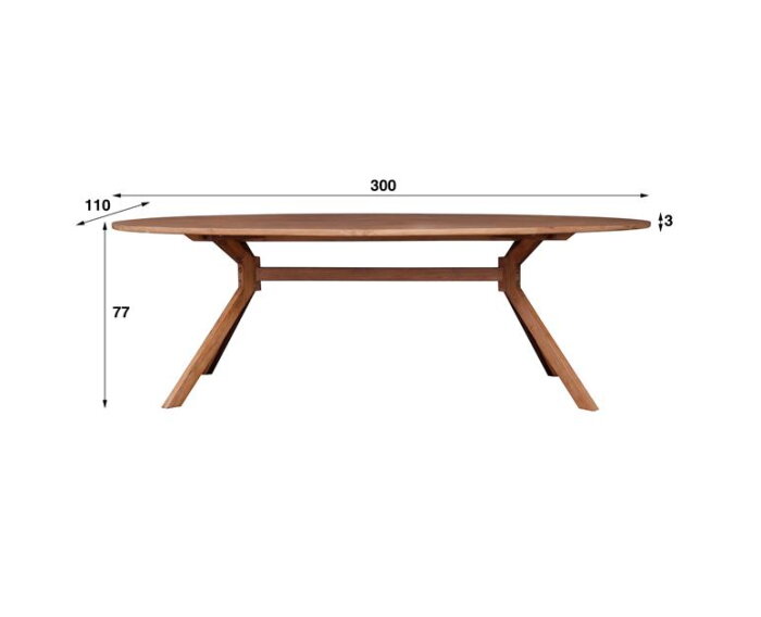 Eetkamertafel 300 teakovality - Massief gerecycled teakhout