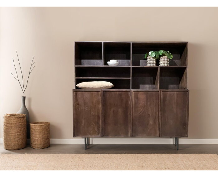 Wandkast Elan mangohout 180 cm - Bruin