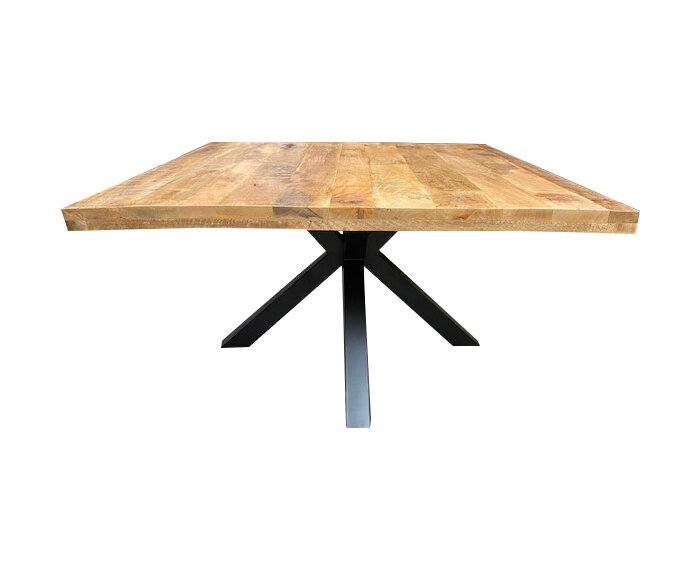 Eettafel vierkant Mangohout met matrix onderstel | 100x100 cm