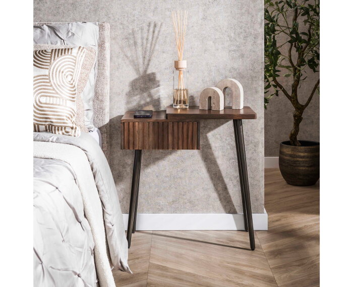 Nachtkastje rechts Carve - Massief acacia drift brown