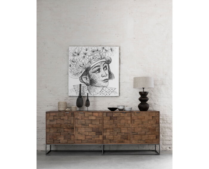 Wall Art Balinese girl Kadek,100x100 cm, Painting on canvas