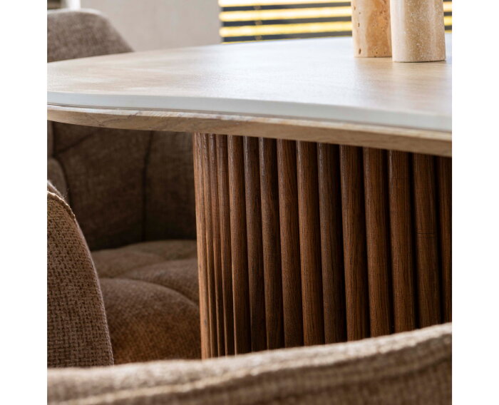 Eettafel Kuho organisch travertin keramiek 215x120 cm - Japandi