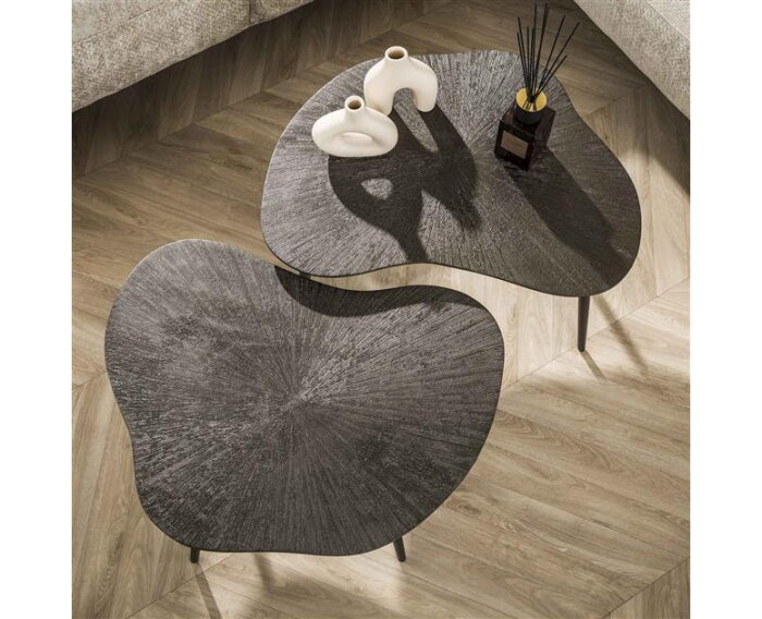 Salontafel set/2 leaf ray metal / Bruin brons - Brons donkerbruin