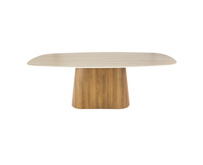 Eettafel Travertin keramiek 3d Deens ovaal 215x105 cm - Japandi - kolompoot