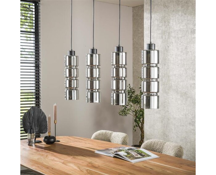 Hanglamp 4L cylinder glas - Artic zwart