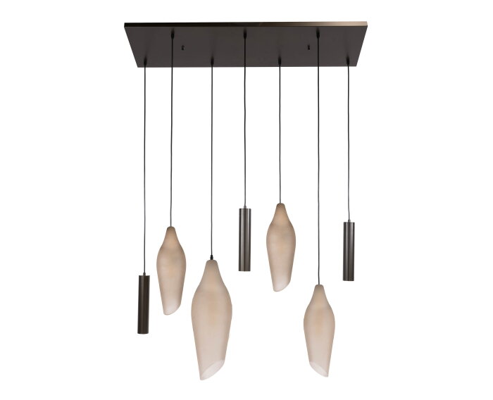 Hanglamp Cocoon Pendel 7 Lampen - Frosted - Hotel chique design - 105x30x150 cm