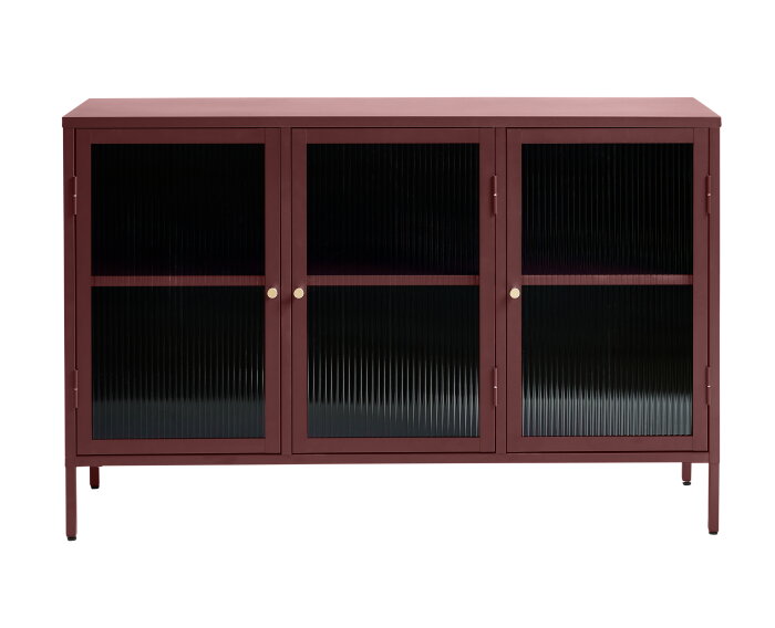 Dressoir Bronco metaal glas 132 cm - Rood