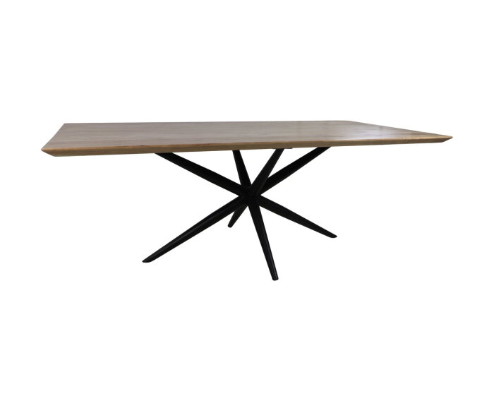 Eettafel Zurich rechthoekig - 200x100x76 - Naturel/zwart - Acaciahout/metaal