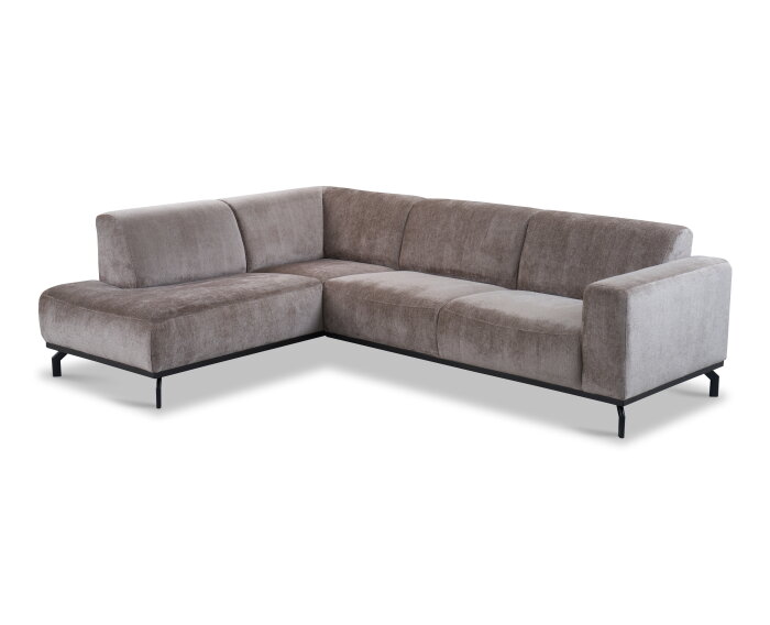 Hoekbank Avani met ottomane Links - Taupe &ndash; 256x188x77 cm &ndash; Modern